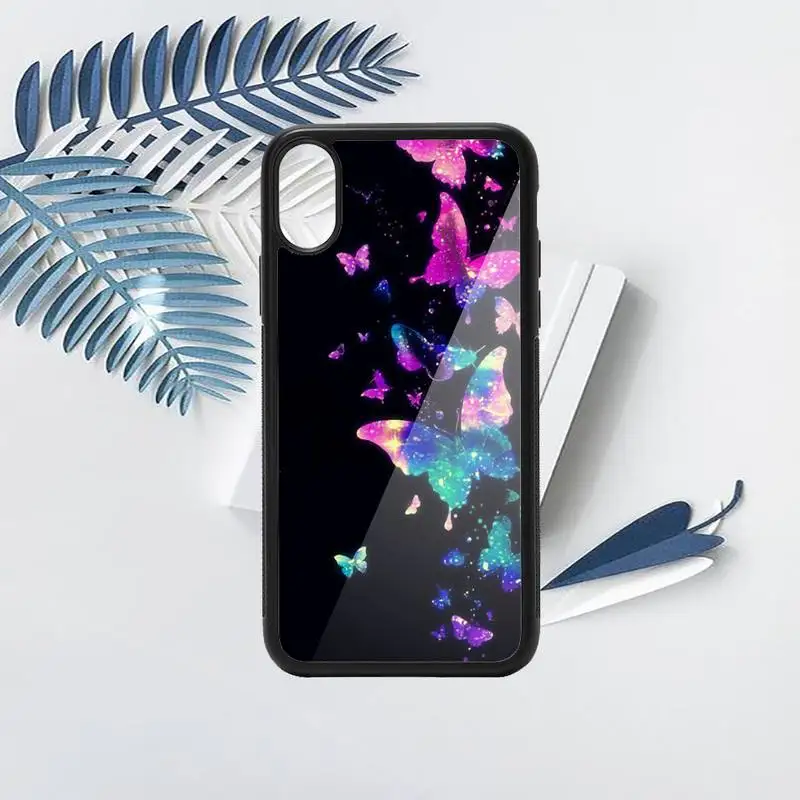 

Butterfly beautiful animal luxury protective coque Phone Case PC for iPhone 11 12 pro XS MAX 8 7 6 6S Plus X 5S SE 2020 XR