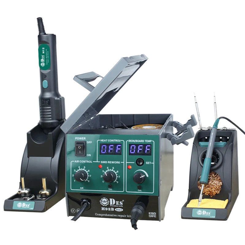 

CXG DES Soldering Station High Frequency Thermostat Electric Soldering Iron Hot Air Gun 2 in 1 Repair Tool Case H92/H92B