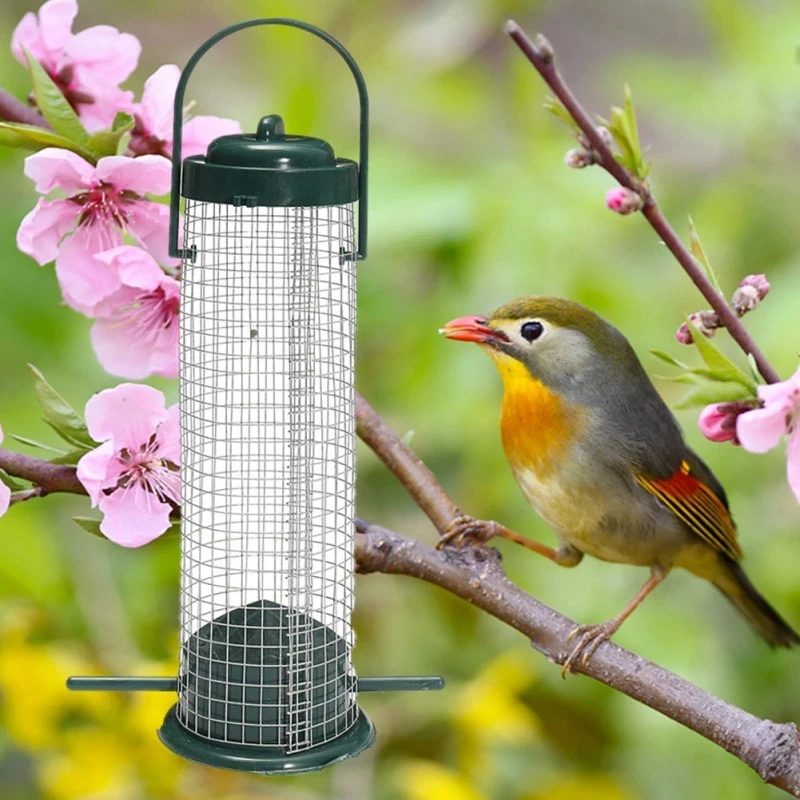 

Green Outdoor Bird Feeder Plastic Wild Bird Peanut Seed Nut Feeder Hanger Bird Supplies Standing Feeder Bird Food Dispenser
