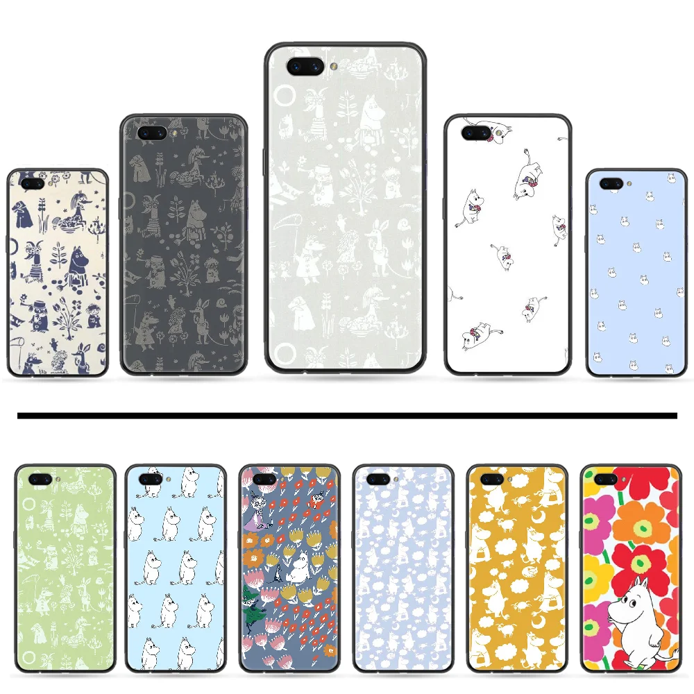 Чехол для телефона Art Cartoon Hippo moomin милый мягкий черный чехол OPPO R9 R11 R15 R17 RENO Realme S PLUS
