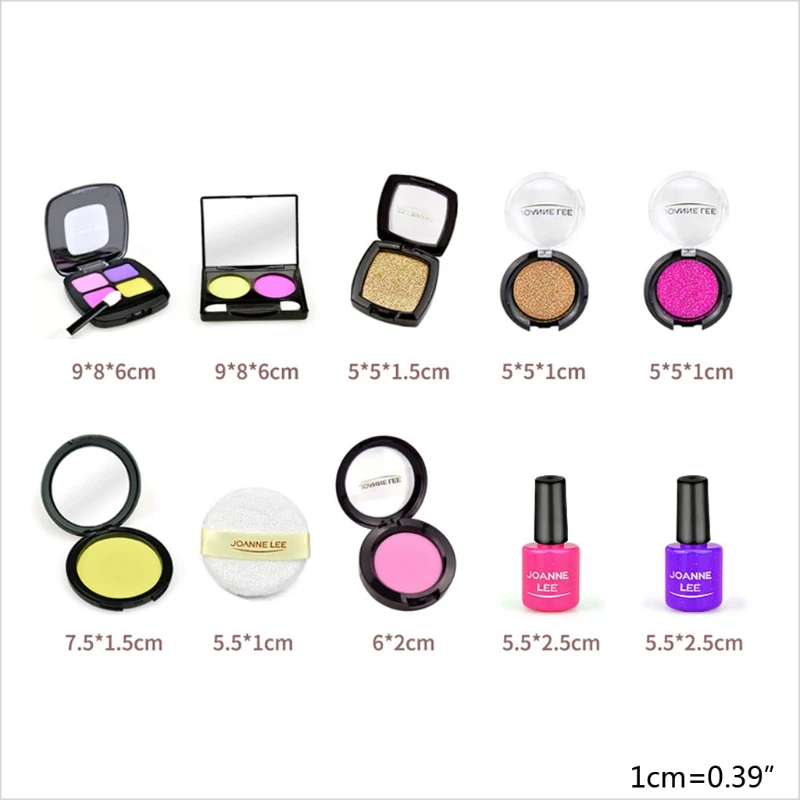 

Girls Make Up Toy Set Pretend Play Princess Pink Makeup Beauty Safety Non-toxic Kit Toys for Girls Dressing Cosmetic Travel Bag