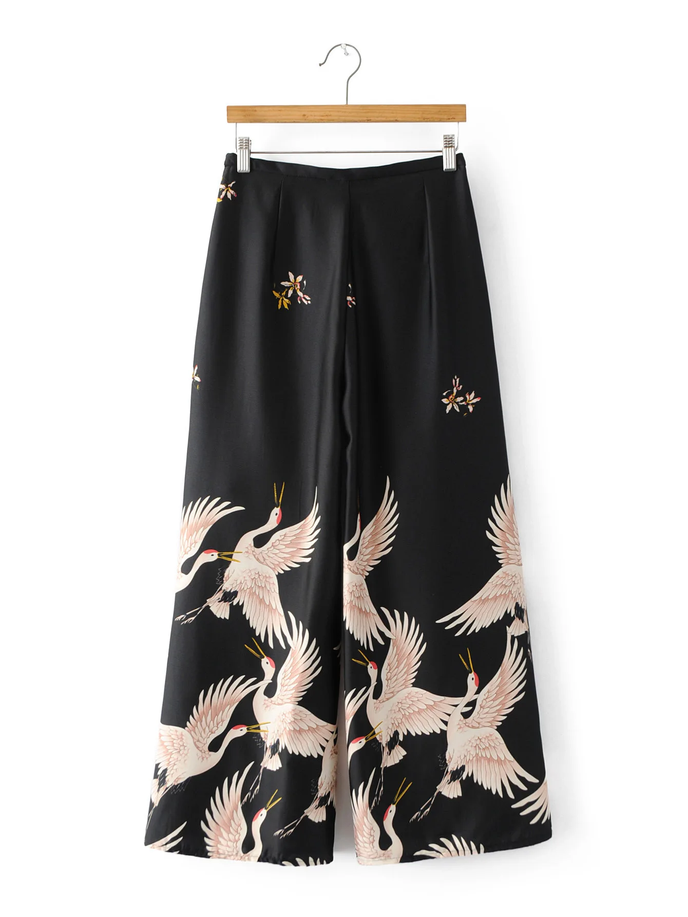 Женский пиджак с поясом Черный Повседневный приталенный принтом птиц верхняя