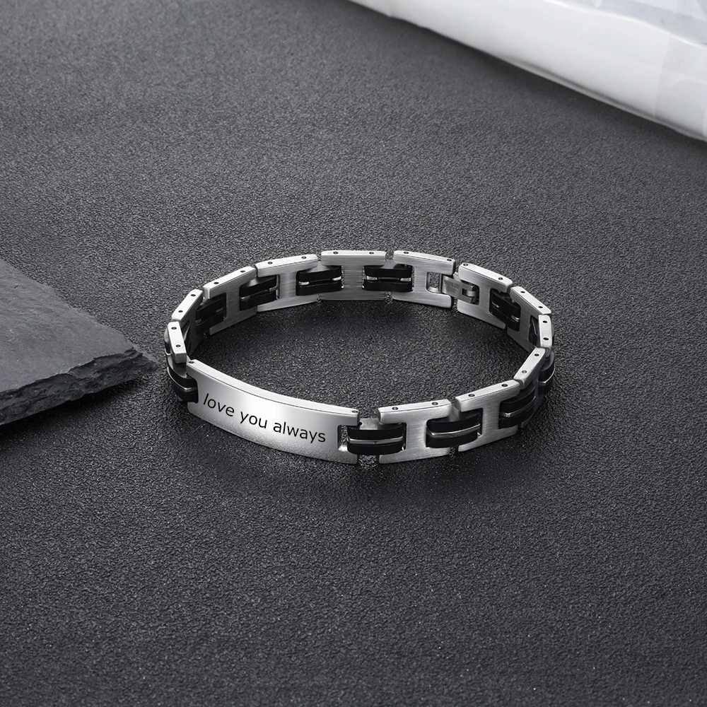 Гравируемый браслет из нержавеющей стали на заказ Имя ID бар звенья цепи браслеты