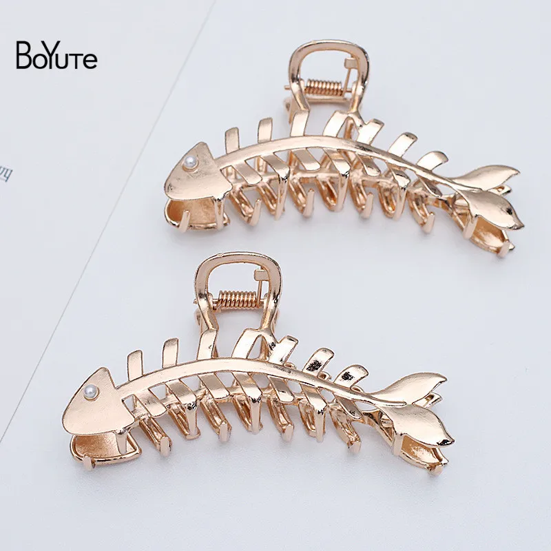 

BoYuTe (5 Pieces/Lot) 10.5*6.5CM Metal Fish Bone Shaped Hair Claw Hairwear Big Shark Clips Diy Hair Jewelry Materials