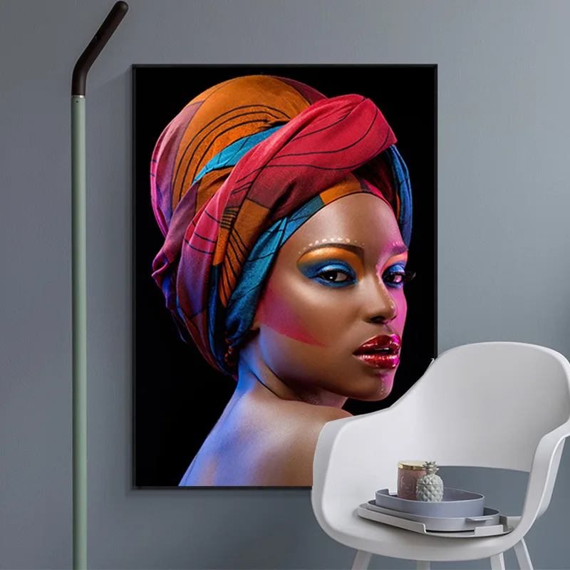 Sexy Black Nude African Woman Red Lips Canvas Painting Posters and Prints Scandinavian Cuadros Wall Art Picture for Living Room | Дом и сад