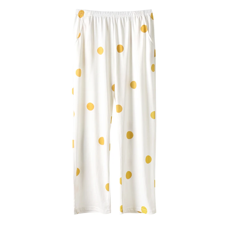 

Women Sleep Bottoms Polka Dot Simple Straight Loose Leisure Sleepwear Female Soft Cotton Breathable Korean Style Fashion Sweet