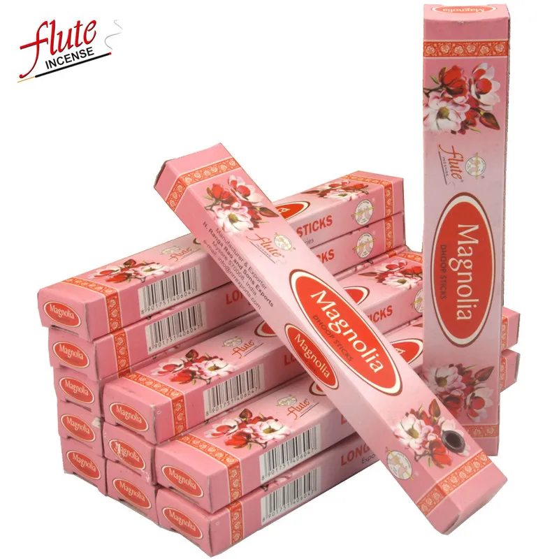 Magnolia Флейта 120 палочек/упаковка фиолетовый аромат ящик ладан(Dhoop) из индийского природного ручной ароматический саше для антисептика - Аромат: Magnolia