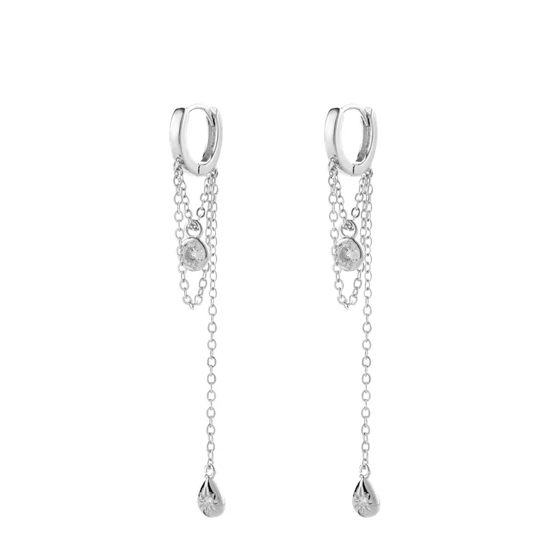 3UM Zircon Store LISM pendientes de Plata первоклассный Ley с borla для женщин Aretes Largos esterlina 925 цирконий
