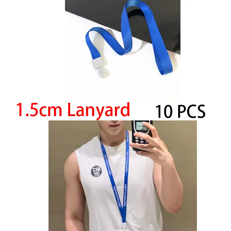 

10pcs Gym Hang Neck 1.5cm Lanyard Hook Credentials Clip for ID Card Holder School Man Exhibition Badges Tag Business Custom Logo