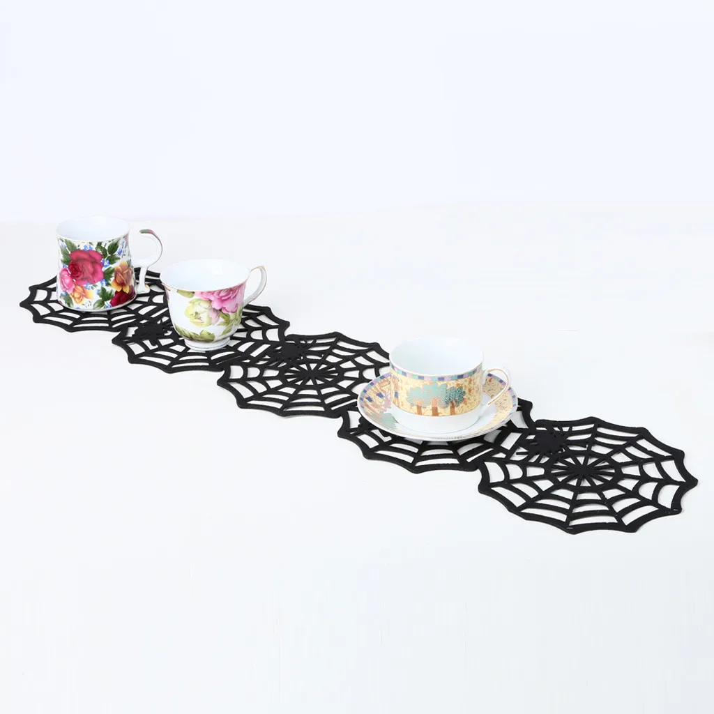 Хэллоуин паутины нетканые скатерть стаканчик столовые приборы Coaster декор стола