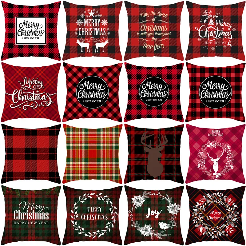 

Christmas Cushion Cover 45*45 Pillowcase Sofa Cushions Cotton Linen pillow Covers Xmas Navidad Noe Pillowcase Home Decor