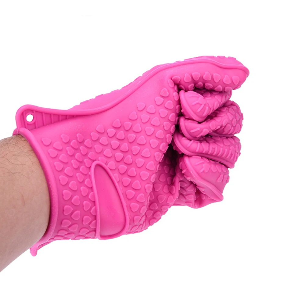Перчатки для выпечки термостойкие силиконовые резиновые розовые перчатки