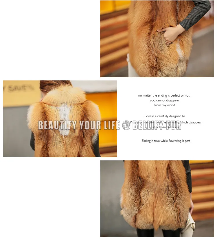 Лидер продаж зимний женский роскошный жилет из красного лисьего меха