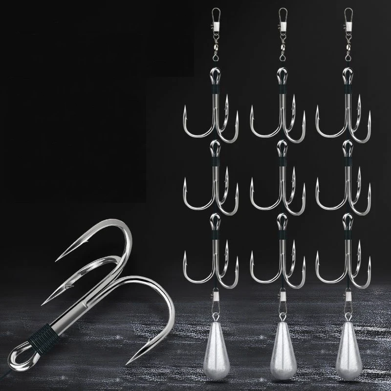 Якорный крючок набор крючков для лески рыболовный 4/0 5/0 6/0 тройной струна анкер