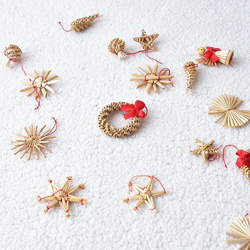 1 Набор подвесок из натуральной пшеничной соломы Рождественское украшение мини