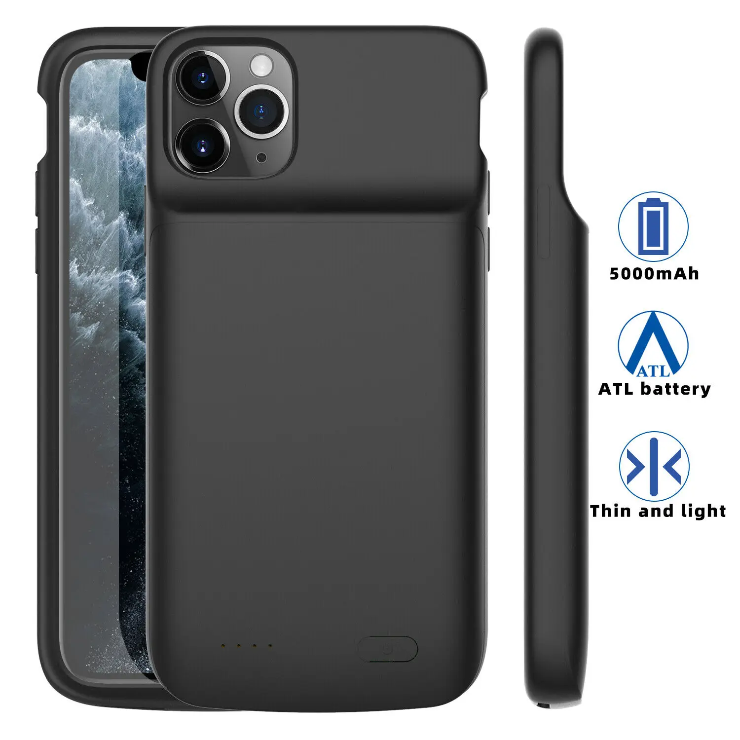 5000 мАч для iPhone 11 11Pro Max PD 18 Вт Быстрая зарядка Внешняя батарея зарядное устройство чехол аудио разъем портативный блок питания защита - Цвет: 5000 iP11Promax
