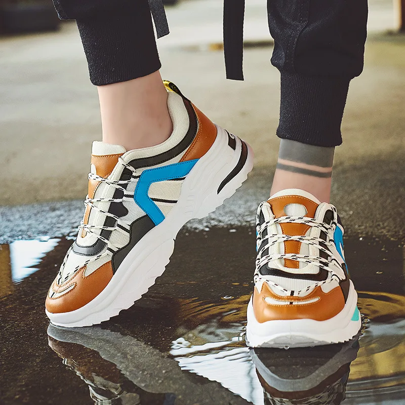 

Colorful Mens Casual Shoes Height Increasing & Sole Sneakers Breathable Mesh Uppers Outdoor Walking Sports Running Shoes for Man