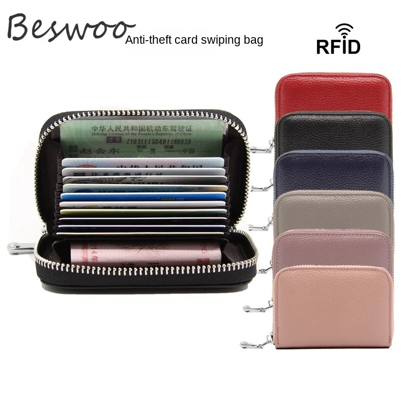 

Genuine Leather Card Holder Wallet Anti-theft and Anti-scanning clip Clutch Women Wallets Men Walet Pocket Unisex Money Purses