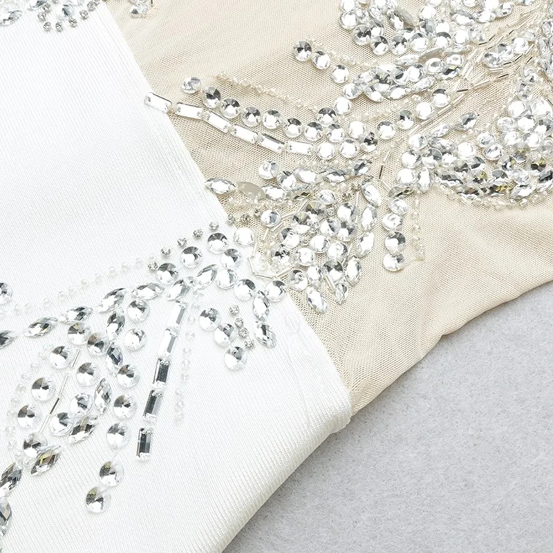 Женское Сетчатое платье без рукавов со стразами и круглым вырезом праздничное