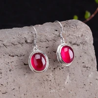 kjjeaxcmy fine jewelry 925 sterling silver inlaid red corundum girls earrings pink