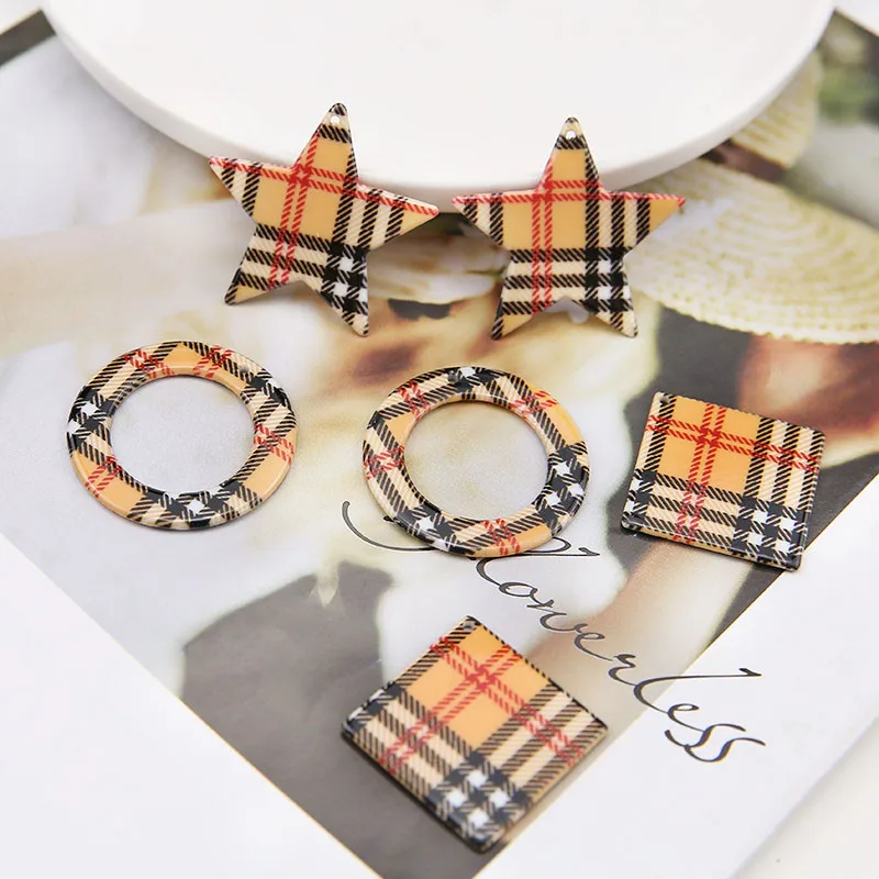 10 шт. Винтажные серьги в полоску гонконгском стиле круглые квадратные подвески