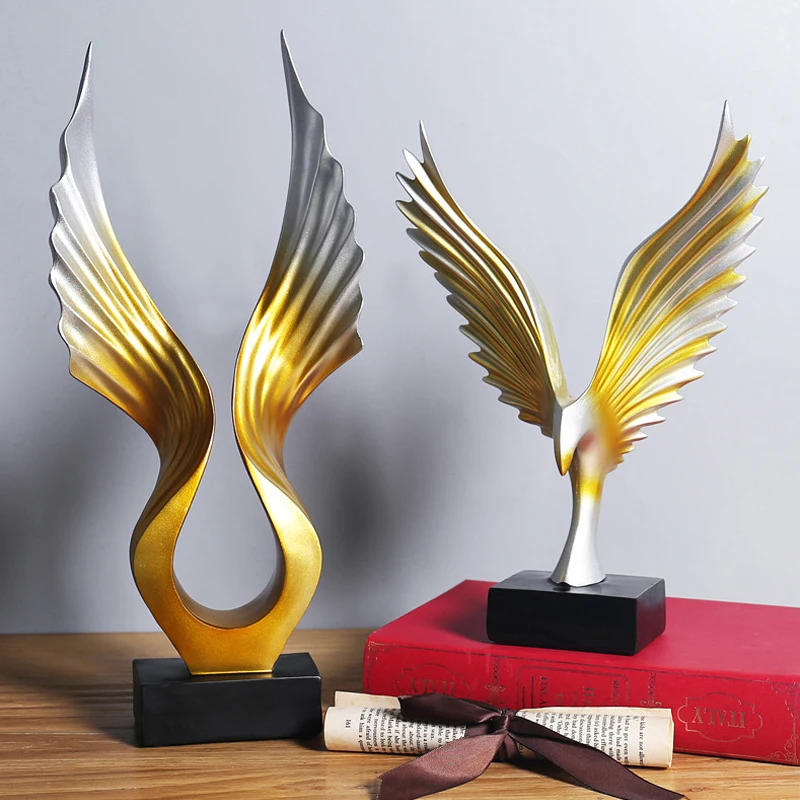 New 2021 Golden Trophy Angel Wings Sculpture Home Decoration Accessories Living Room Children's Room Decorations Eagle Wings