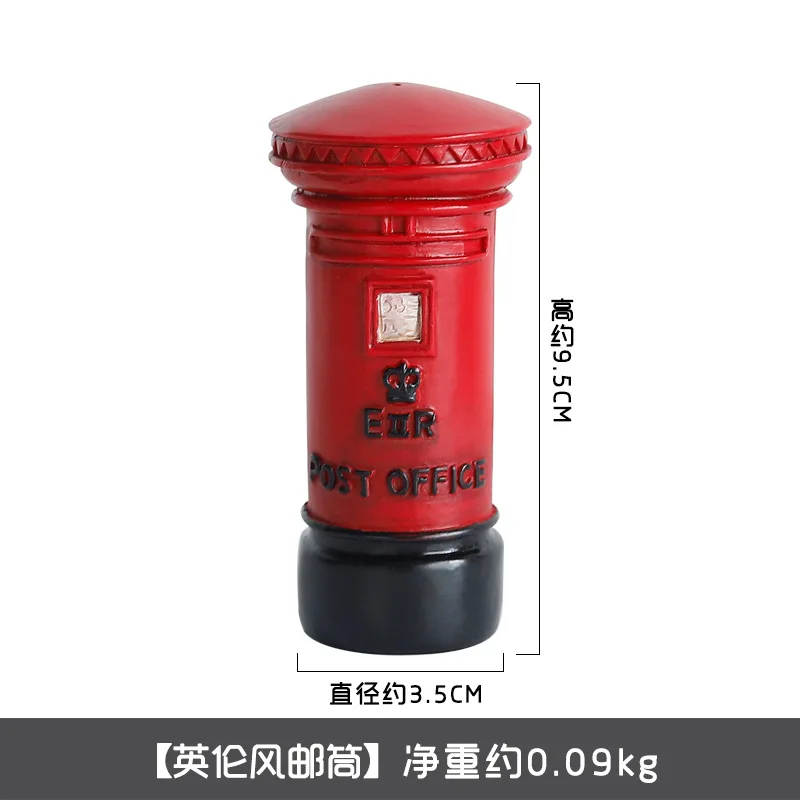 The mailbox Британский Винтаж Лондон красный имитация телефонная будка автобус почтовая коробка ручной работы Смола Модель рабочего стола кафе украшения дома аксессуары - Цвет: The mailbox
