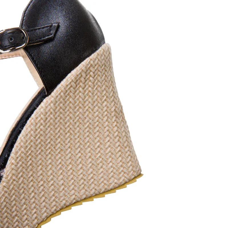 

Women Sandals Summer Shoes Platform Wedges Heel Ankle Strap Shoes Bohemia Female Espadrille Sandals black beige Big Size 34-43