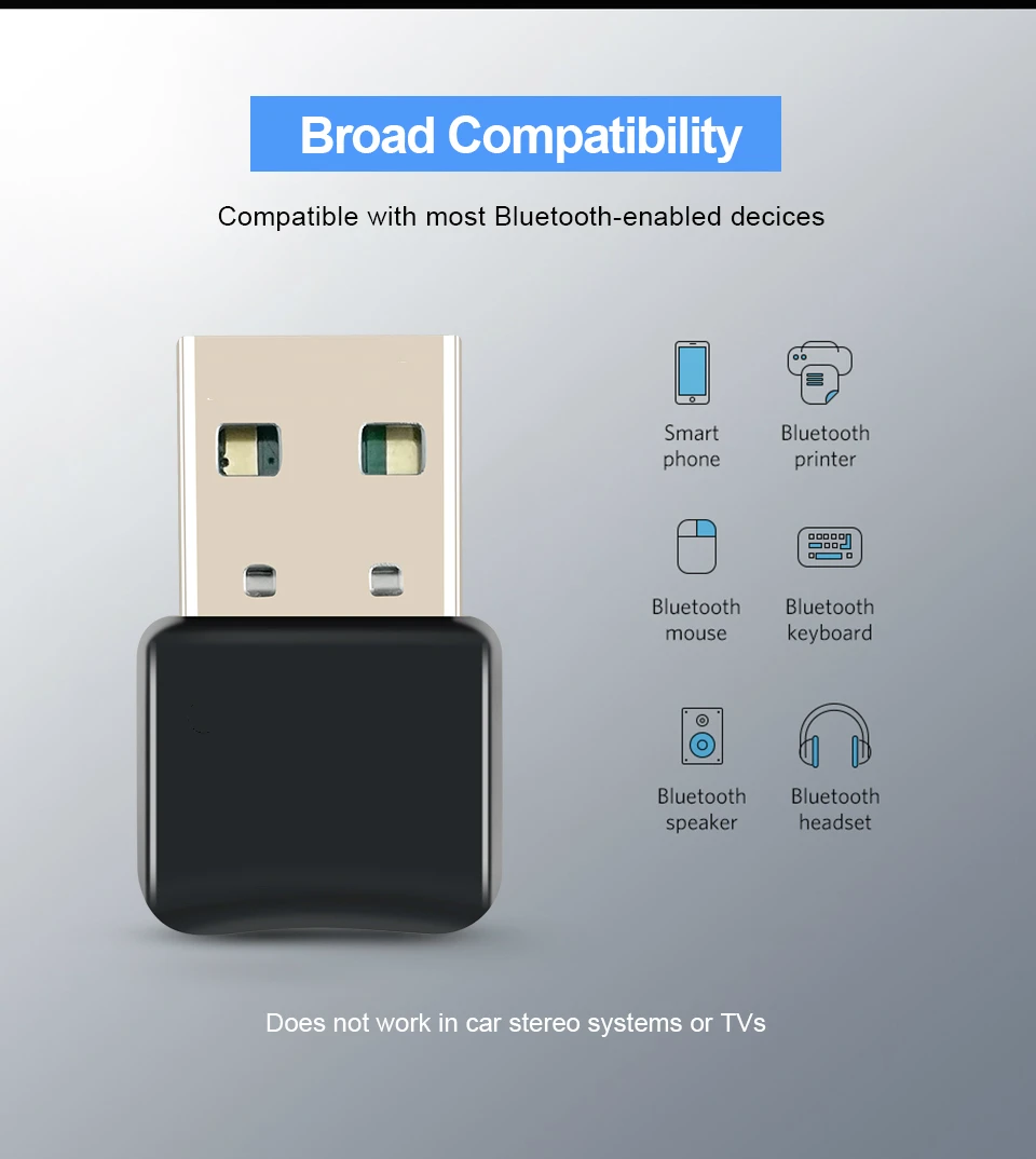 USB Bluetooth-адаптер совместимый с 5 0 BT Dongle передатчик Мини-аудиоадаптер для