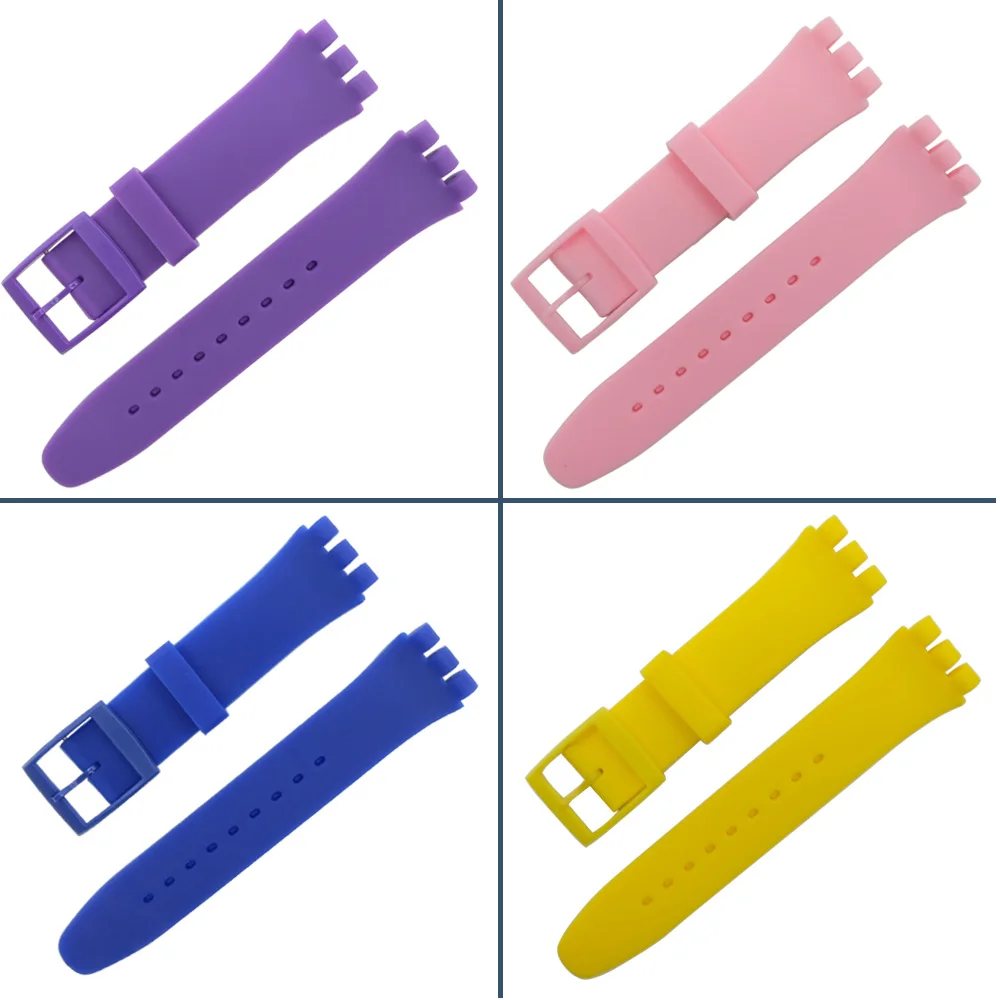 16mm 17mm 19mm 20mmWatchband for Swatch Strap Buckle For SWATCH Silicone Watch band  Rubber Strap Watch Accessories