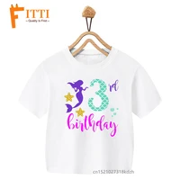 mermaid numbers flower print girl white t shirt kid summer kawaii funny clothes little baby animal y2k clothesdrop ship