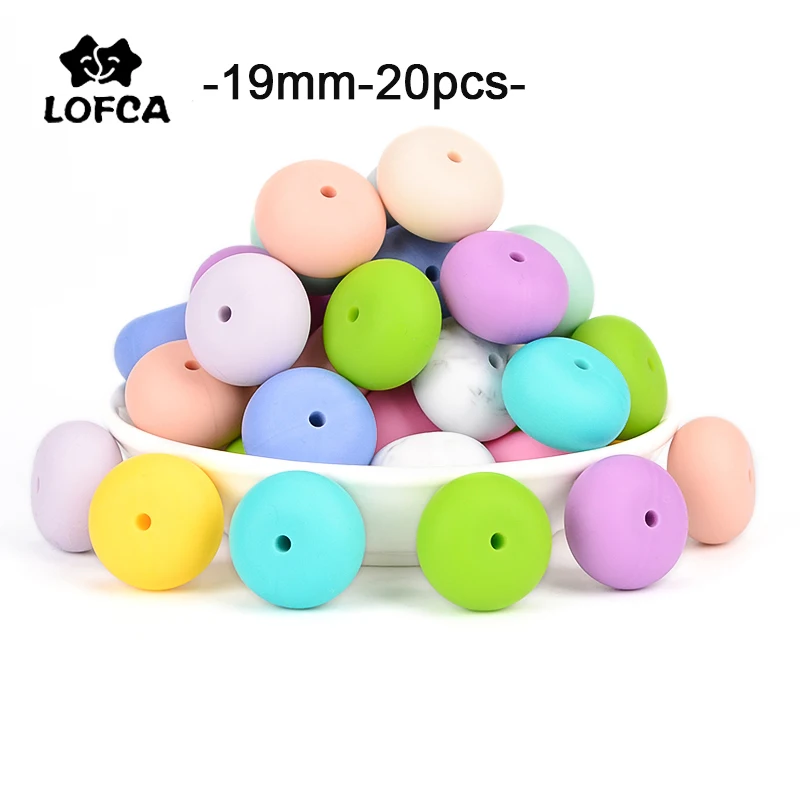 

LOFCA 20pcs Abacus 19mm Silicone Teething Beads Beaded Necklace Silicone BPA Free Food Grade Chew Bead Baby Pacifier Chain