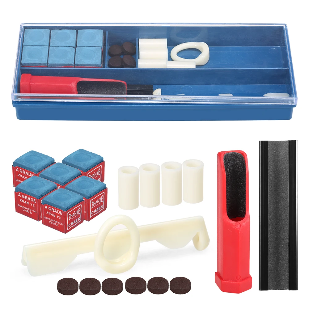 

20-IN-1 Billiard Repair Kit Cue Tip Repair Tool Billiard Chalk Pool Cue Tips Cue Stick Ferrules Cue Tip Clamp Cue Tip Trimmer