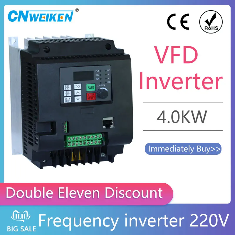 

1.5KW/2.2KW/4KW/ 220V Single-phase inverter input VFD 3 Phase Output Frequency Converter Adjustable Speed 1500W 220V Inverter