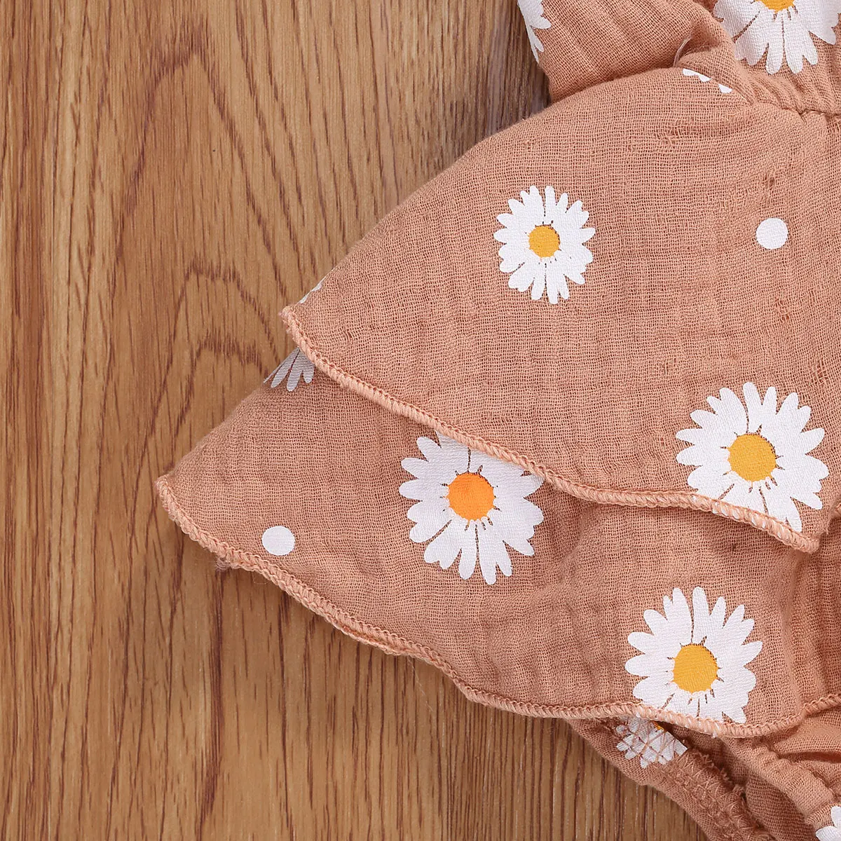 

0-24M Newborn Toddler Baby Girls daisy Sleeveless Floral Romper Jumpsuit Cotton Outfits BackCross Clothing