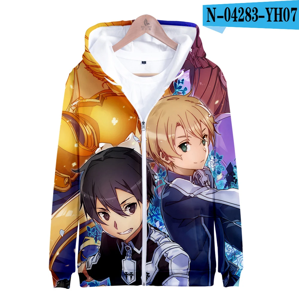 Аниме Толстовка с капюшоном Sword Art онлайн Алисия повседневные толстовки с капюшоном на молнии для мальчиков Academy SAO World пальто японский мультфильм - Цвет: one