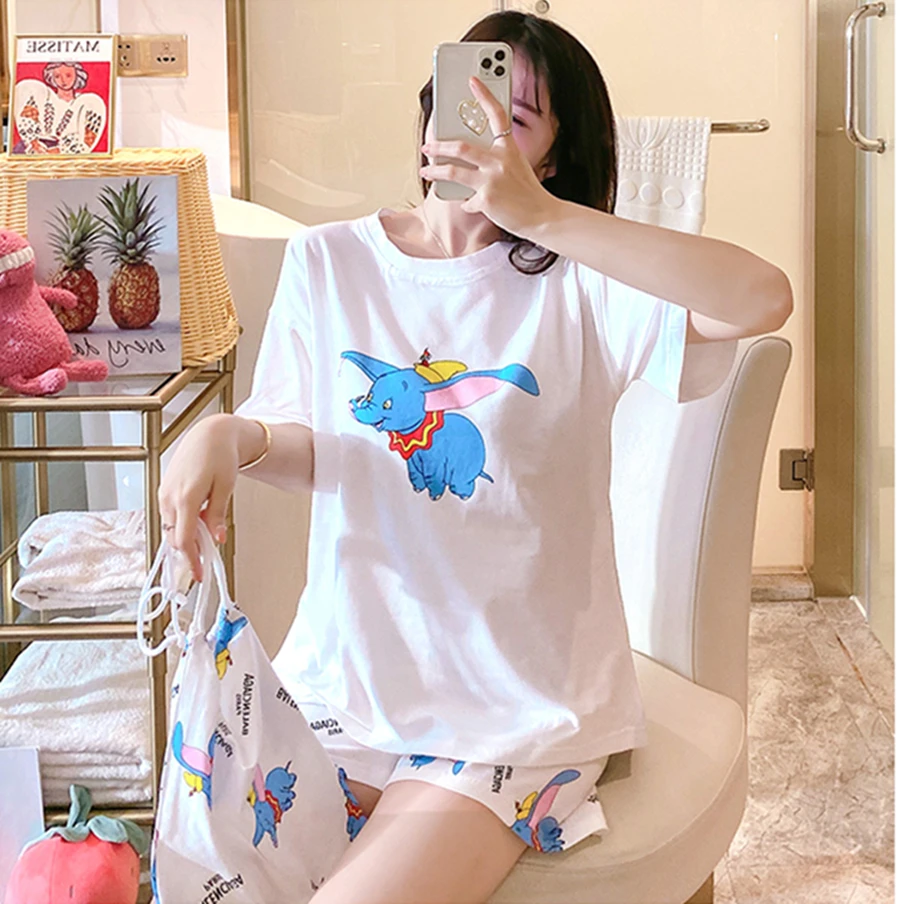 Летняя Хлопковая пижама с героями мультфильмов в Корейском стиле модель 2020 года