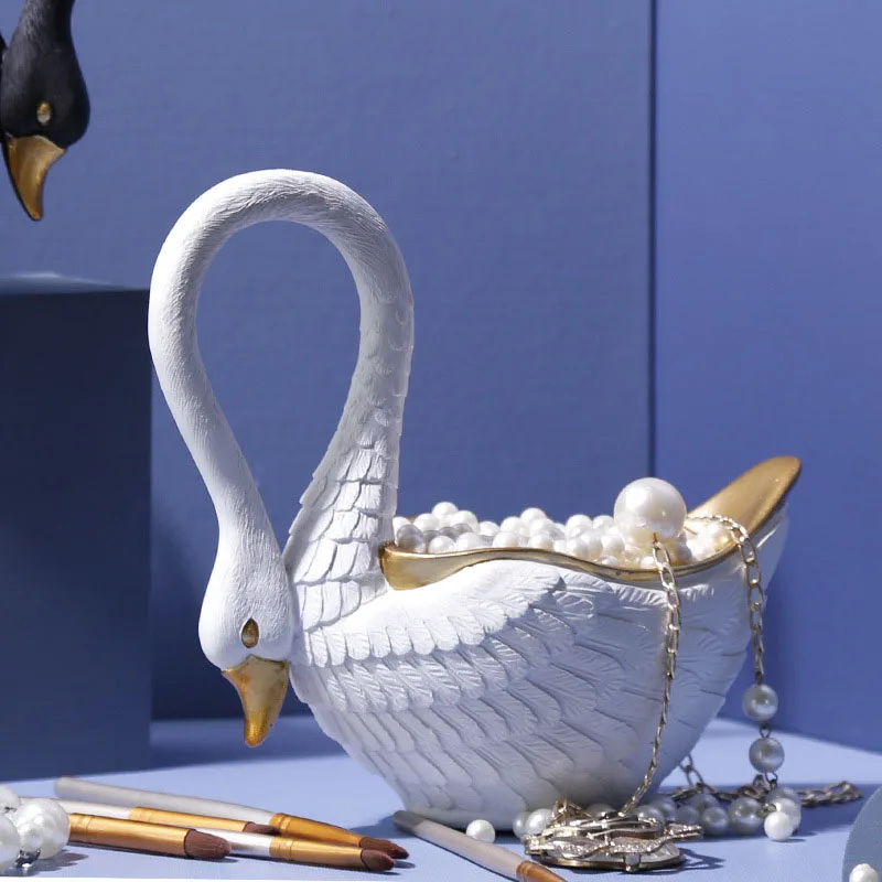 Nordic Gold Drawing Swan Statue Resin Animal Storage Container Home Decoration Accessories Modern Decorative Ornament Room Decor | Дом и сад