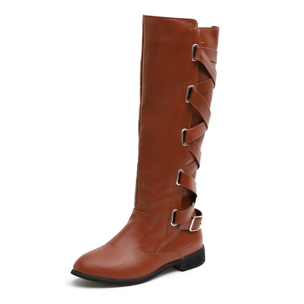 Обувь; женские ботинки; zapatos de mujer; женские ботинки; зимние высокие сапоги до колена с перекрестными ремешками; Теплая обувь в ковбойском стиле