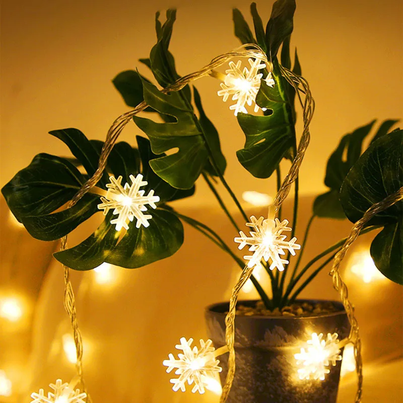 

20/40 LED Snowflake String Lights Snow Fairy Garland Decoration for Christmas Tree Room Valentine's day 2021 New Year Gift1