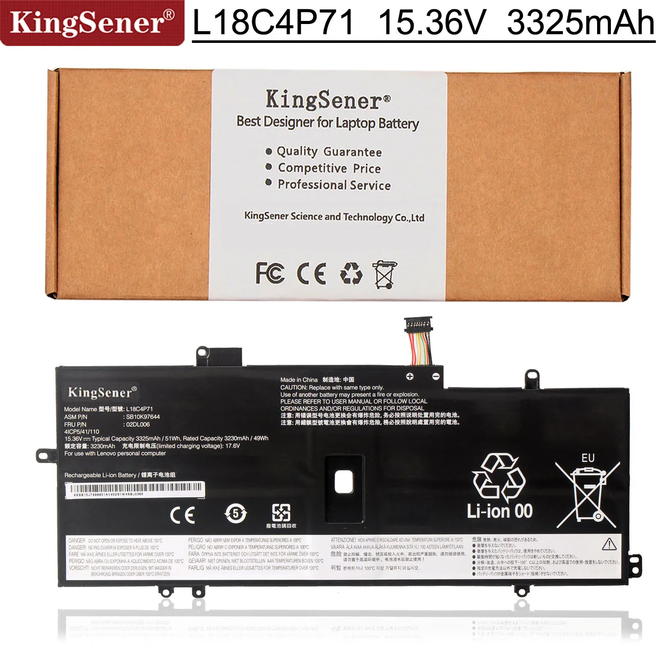 KingSener L18M4P72 L18C4P71 L18L4P71 Battery For Lenovo X1 Carbon 7th 8th Gen X1 Yoga 4th 5th Gen SKB10K97642 02DL004 02DL005