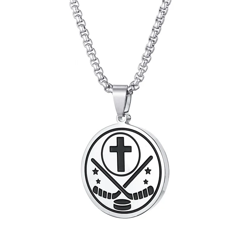 Нержавеющая сталь футбол баскетбол бейсбол регби крест круглый кулоны из