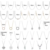 pdx xl 01 100 925 sterling silver silver chain necklace adjustable basic charm necklace with logo necklace for woman