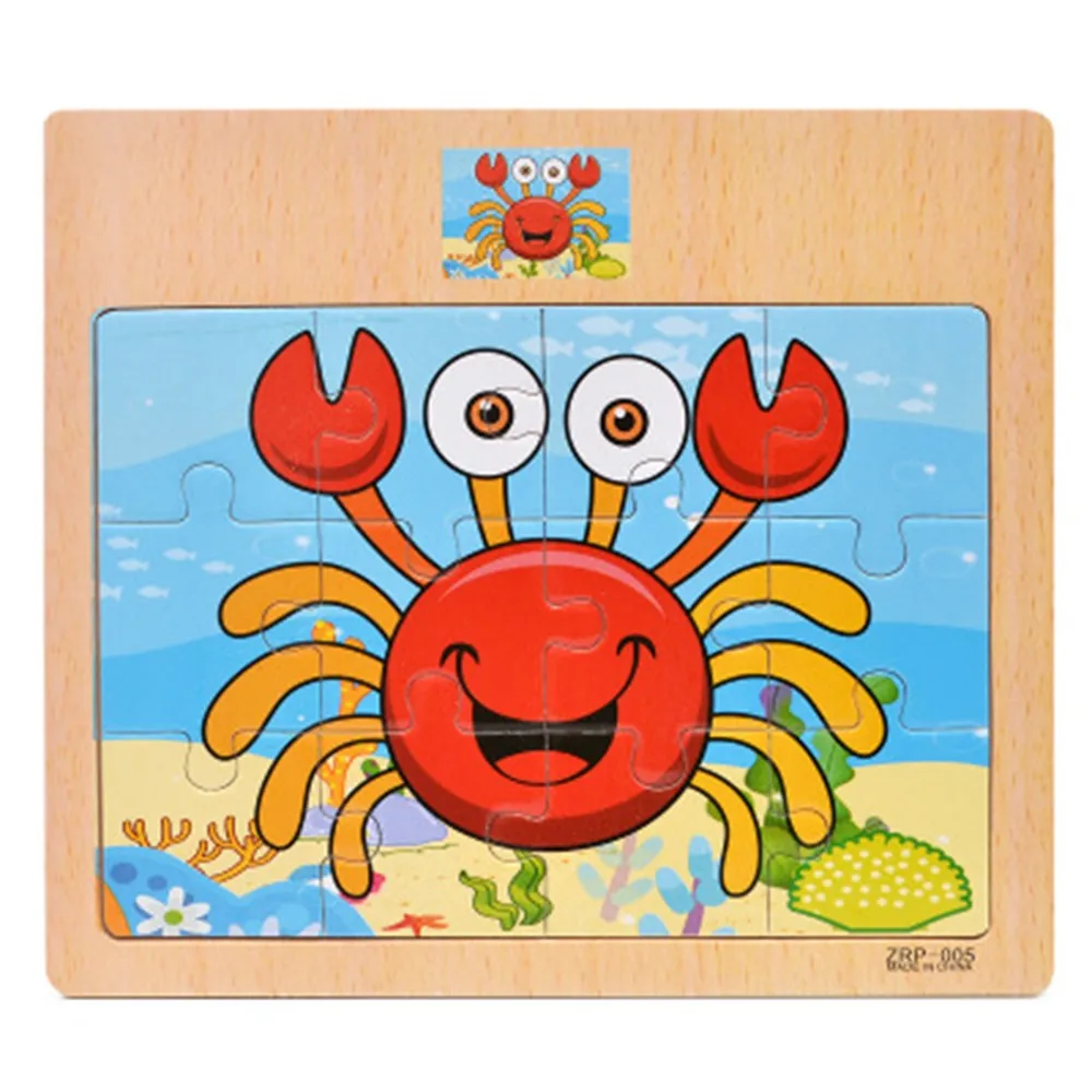 Wooden Toys Puzzle for Kids 3 years Animals/Vegetables/Fruits/Traffic Insects/Poultry Educational Kids Games Jigsaw