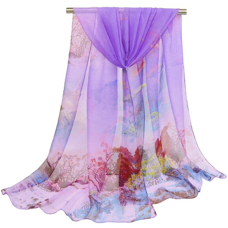 Новый Модный женский шарф с принтом пляжные парео из органзы рисунком чернилами