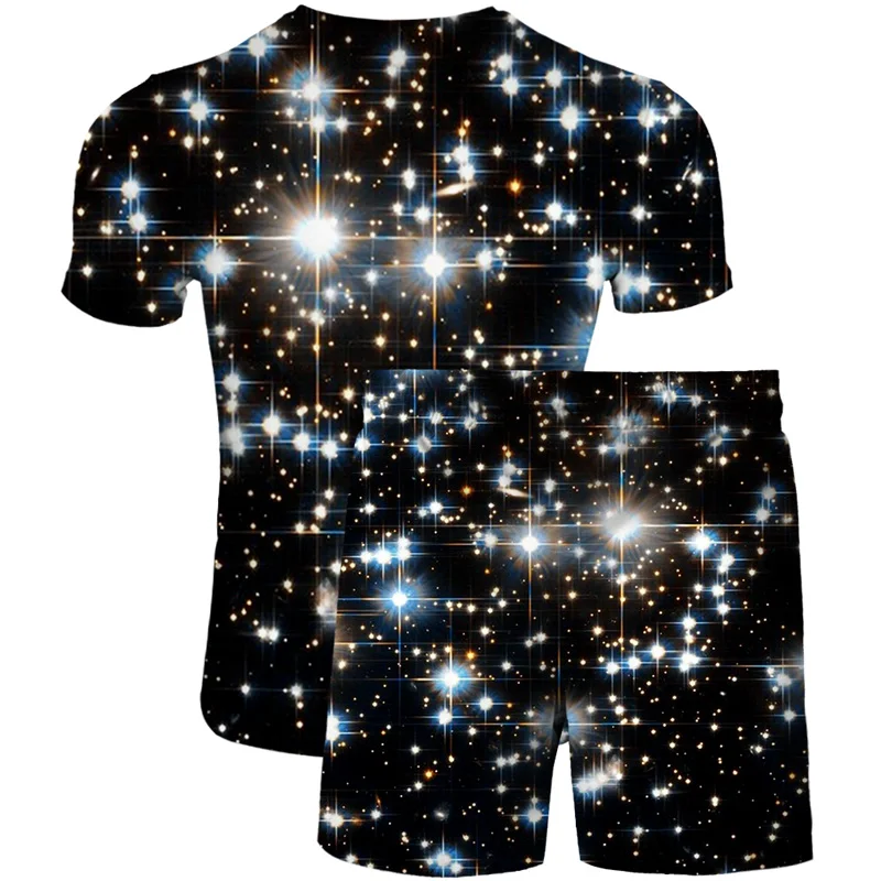 

2021 latest men's and women's 3D printing beachwear fashion boutique short sleeve T-shirt starlight element printing