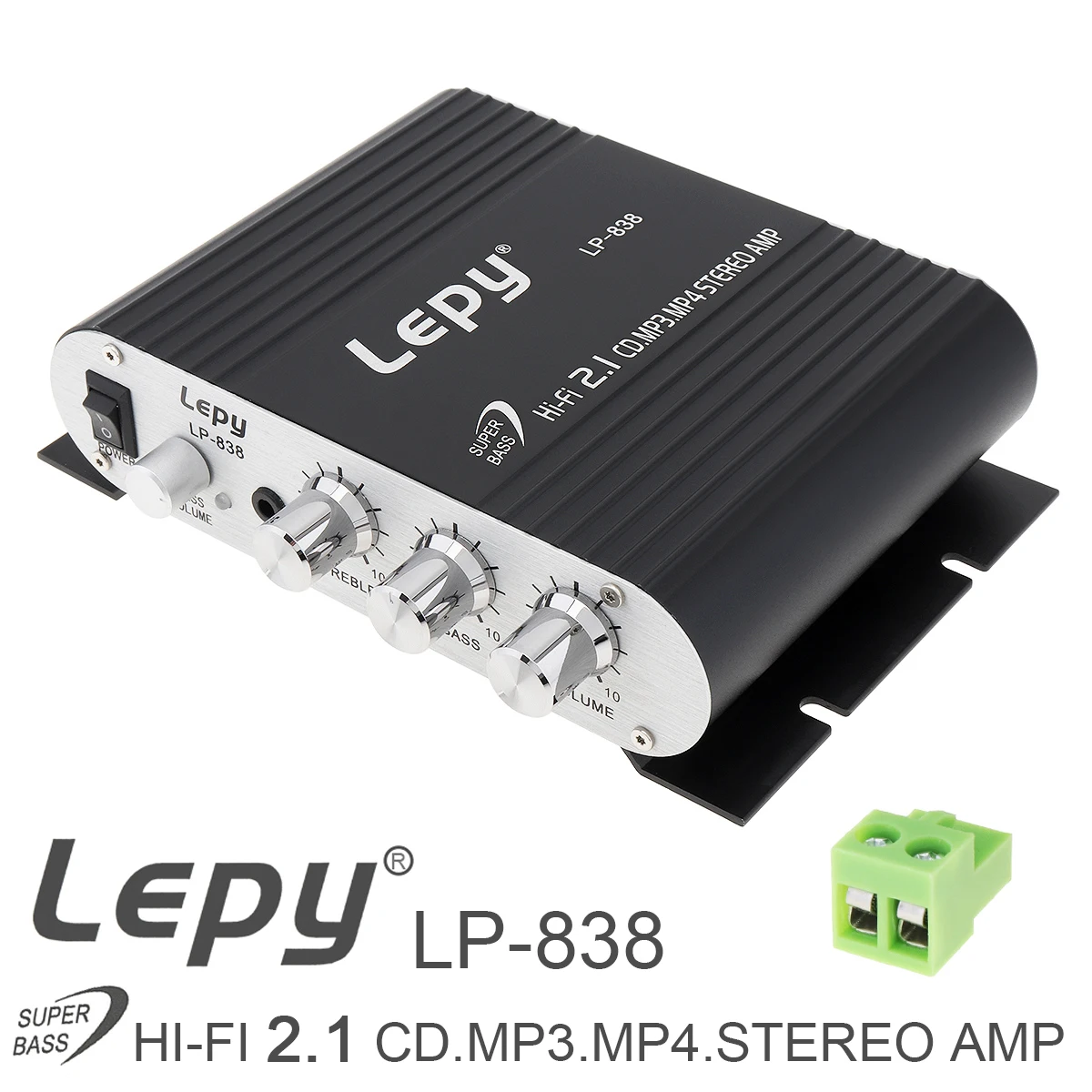 

Lepy LP-838 Car Amplifier 12V Hi-Fi 2.1 Amplifier Booster Radio CD MP3 MP4 Stereo AMP Bass Speakers Player for Car Home