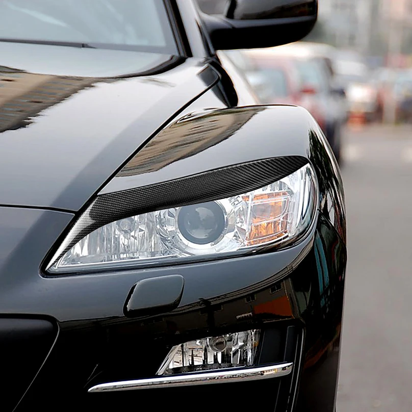 Пара наклеек для передних фар из углеродного волокна Mazda RX8 2004 2005 2006 2007 2008|Абажуры|