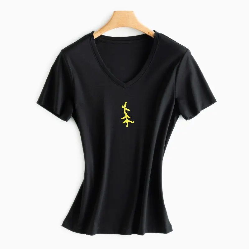 

Europe and America leisure ventilation pure cotton high quality summer women's Short Sleeve T-Shirt