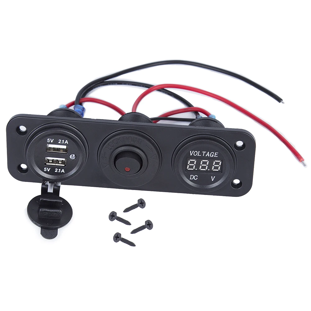 dc 1224v 5v2 1a voltmeter dual usb charger cigarette lighter for rv car boat vehicles truck gps mp3 car charger with switch free global shipping